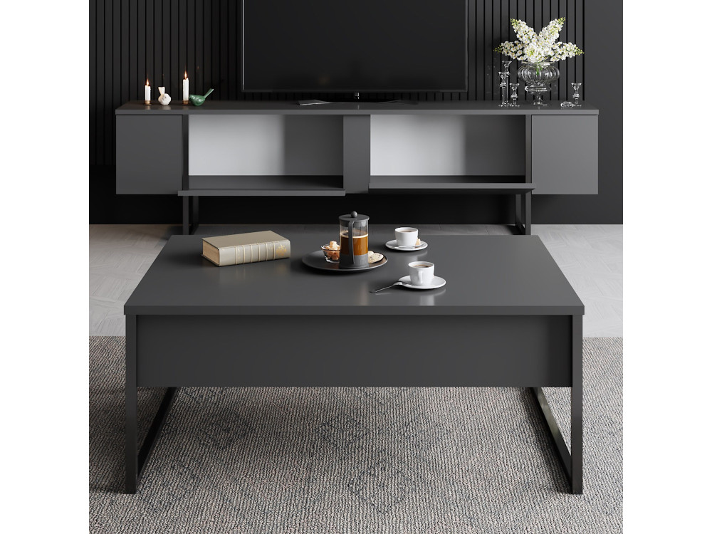 Meuble TV en bois "Luxe" 180 x 30 x 50 cm - Anthracite