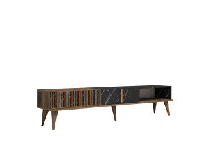Meuble TV en bois "Milan" - 180 x 35 x 40 cm - NoyerNoir