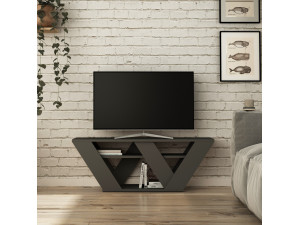 Meuble TV en bois "Pipralla" - 110 x 30 x 40 cm - Anthracite 2