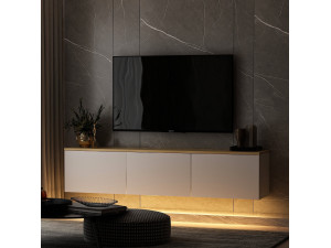 Meuble TV en bois "Neon" 160 x 32 x 35 cm - Blanc 2