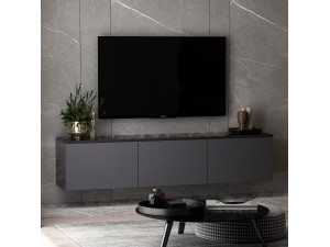 Meuble TV en bois "Neon" 160 x 32 x 35 cm - Anthracite 2
