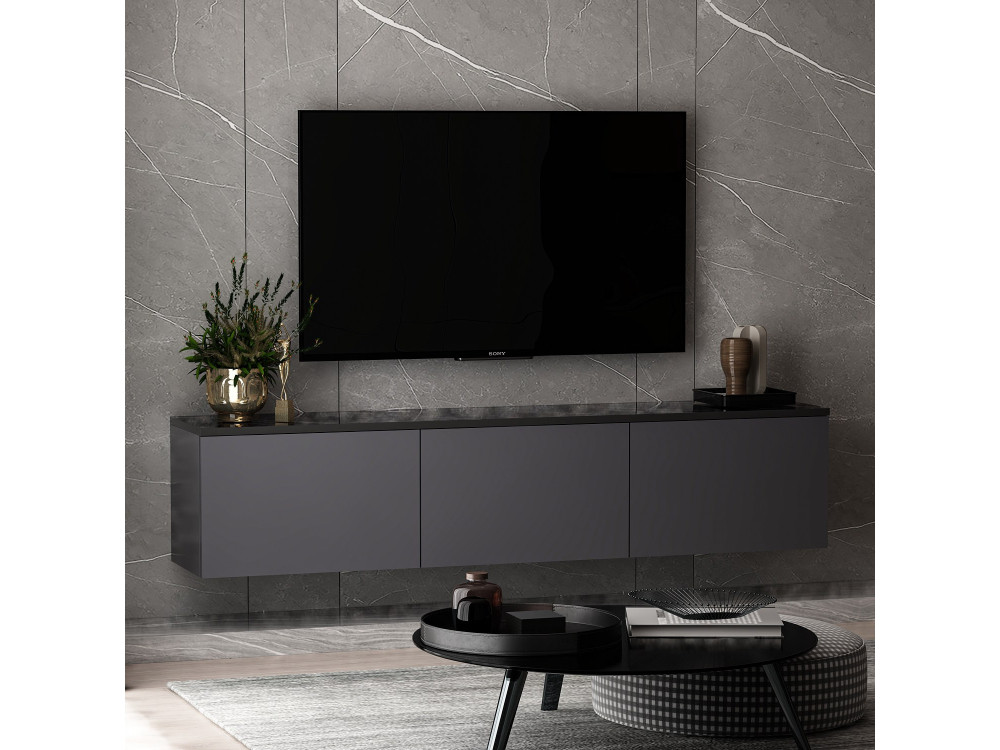 Meuble TV en bois "Neon" 160 x 32 x 35 cm - Anthracite
