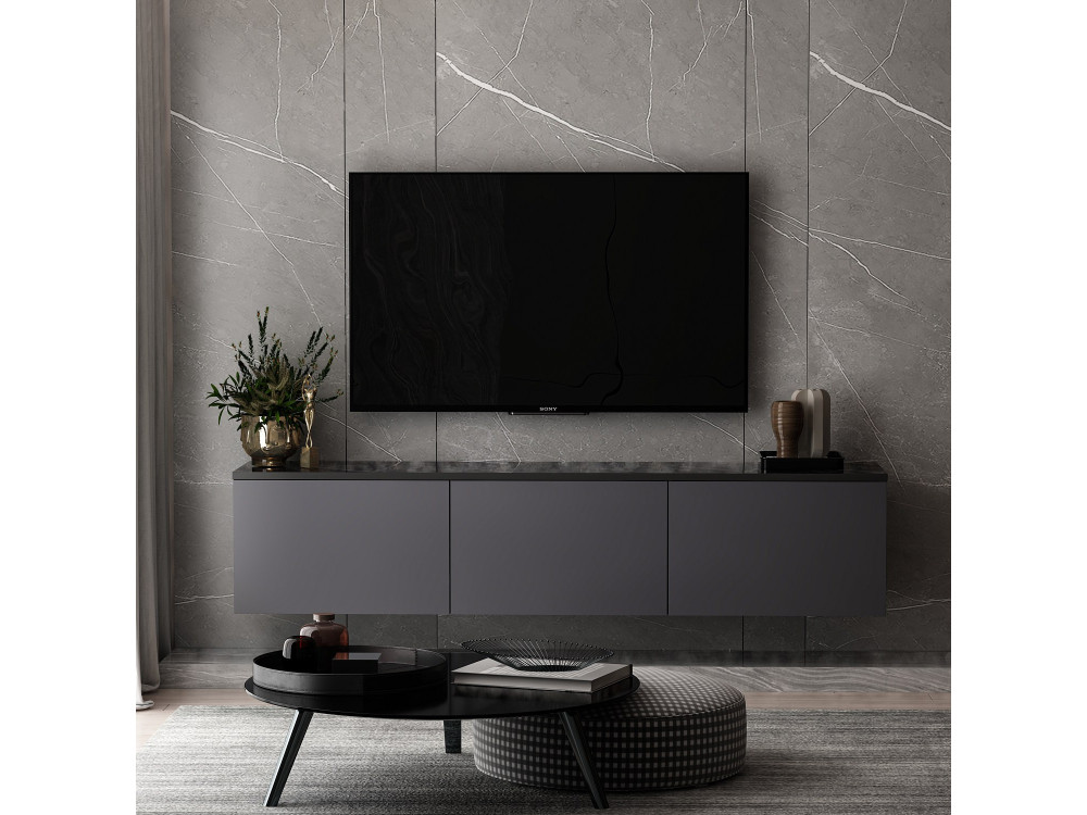 Meuble TV en bois "Neon" 160 x 32 x 35 cm - Anthracite