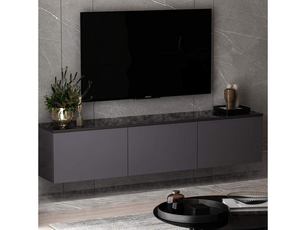 Meuble TV en bois "Neon" 160 x 32 x 35 cm - Anthracite