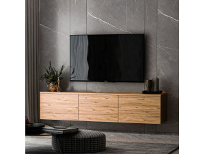 Meuble TV en bois "Neon" 160 x 32 x 35 cm - Pin atlantique 2