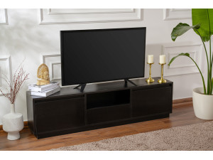 Meuble TV en bois "Vanguard" 160 x 30 x 42 cm - Bois Noir 2