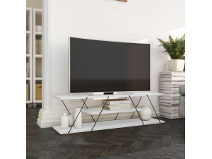 Meuble TV en bois "April" - 120 x 30 x 33 cm - Blanc 2