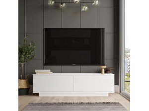 Meuble TV en bois "FN1" - 140 x 35 x 38 cm - Blanc 2