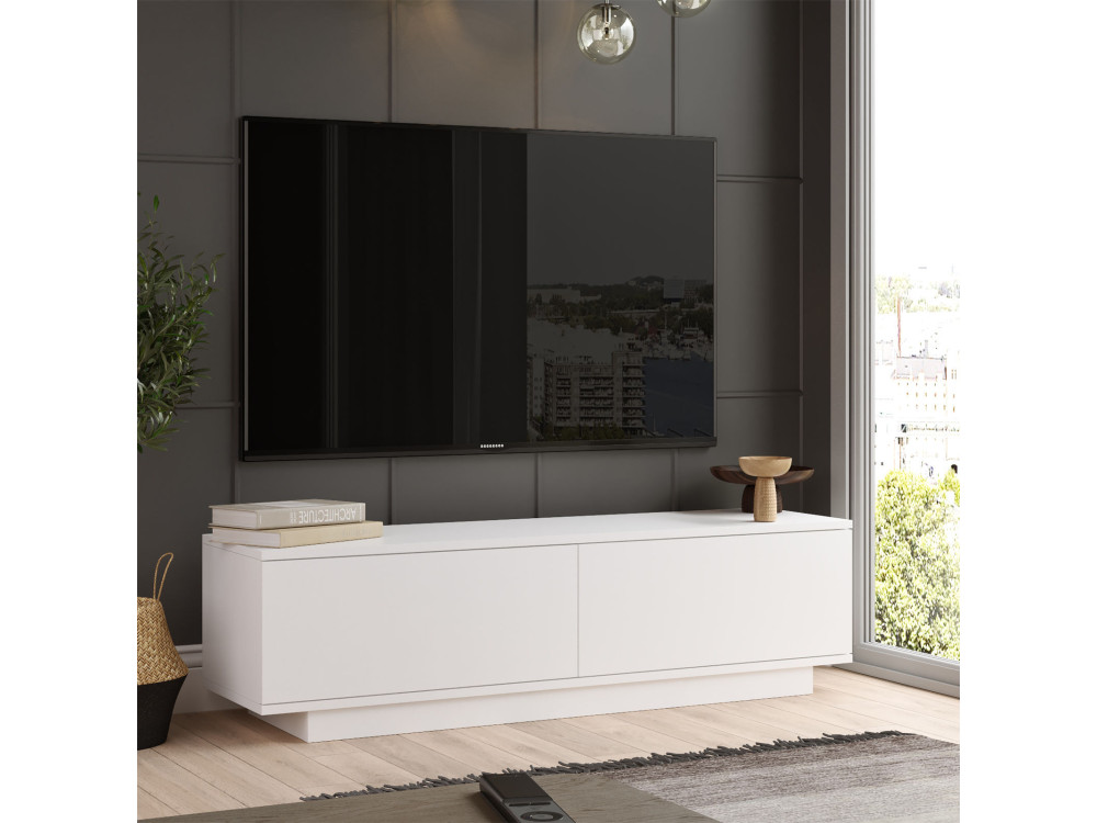 Meuble TV en bois "FN1" - 140 x 35 x 38 cm - Blanc