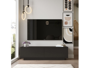 Meuble TV en bois "FN1" - 140 x 35 x 38 cm - Noir 2
