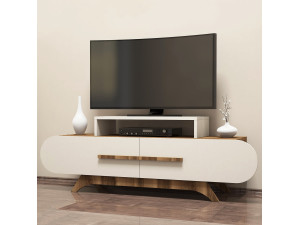 Meuble TV en bois "Rose" - 145 x 36 x 49 cm - Crème de noix 2