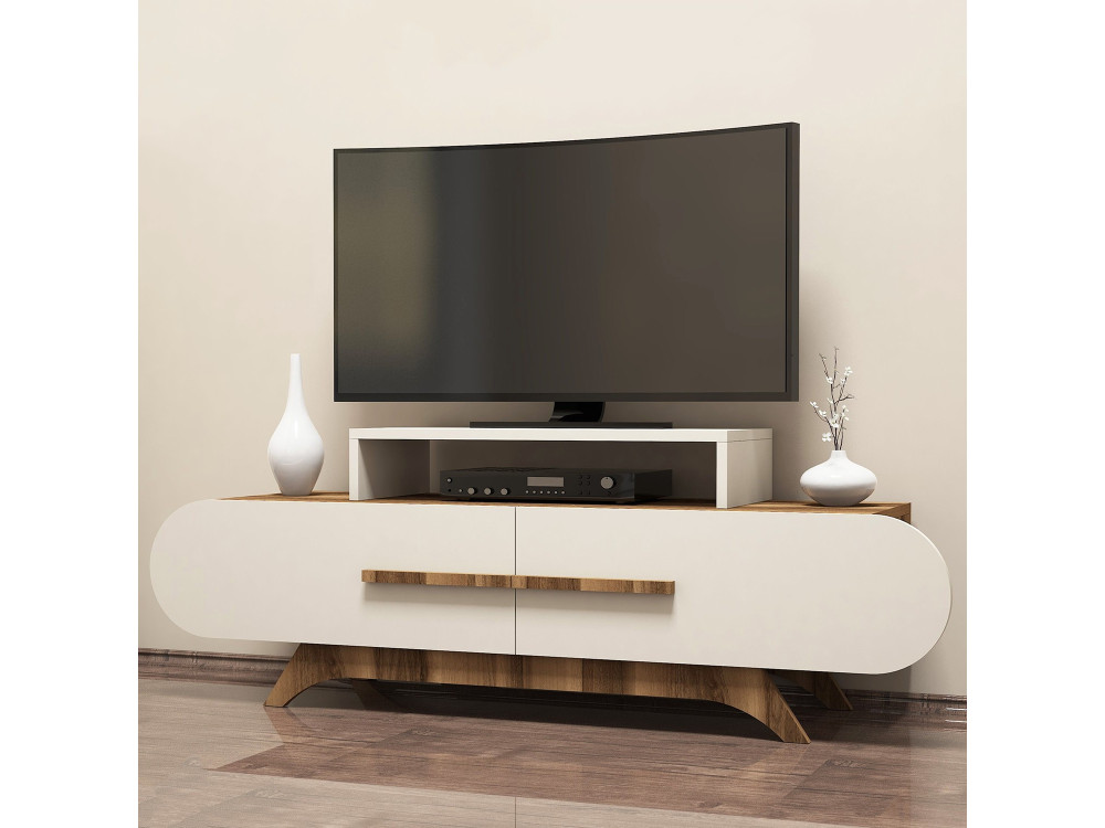 Meuble TV en bois "Rose" - 145 x 36 x 49 cm - Crème de noix