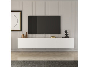 Meuble TV en bois "West" 150 x 32 x 30 cm - Blanc 2
