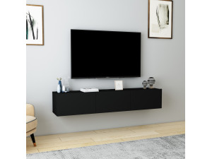 Meuble TV en bois "Denby" - 160 x 31 x 29 cm - Noir 2
