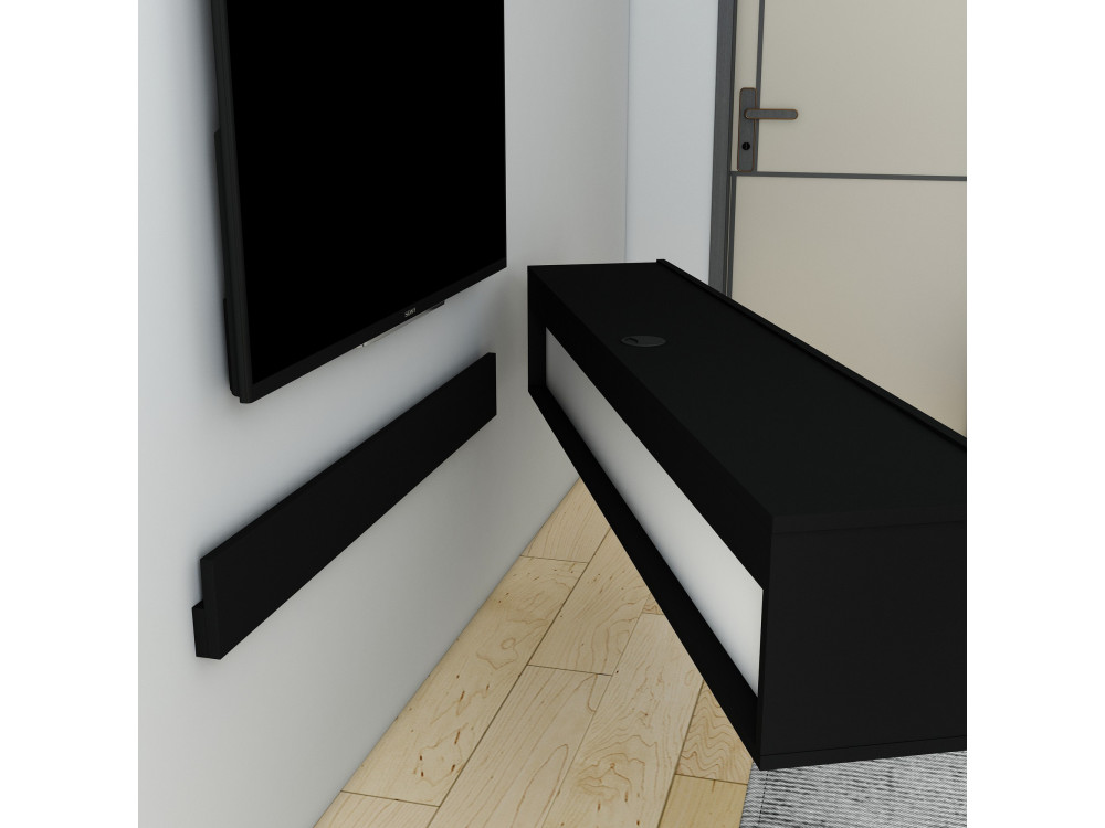 Meuble TV en bois "Denby" - 160 x 31 x 29 cm - Noir