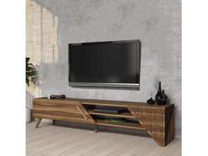 Meuble TV en bois "Beril" - 180 x 40 x 37 cm - Noyer 2