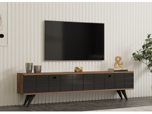 Meuble TV en bois "Alberi" - 160 x 25 x 35 cm - Gris anthracite 2