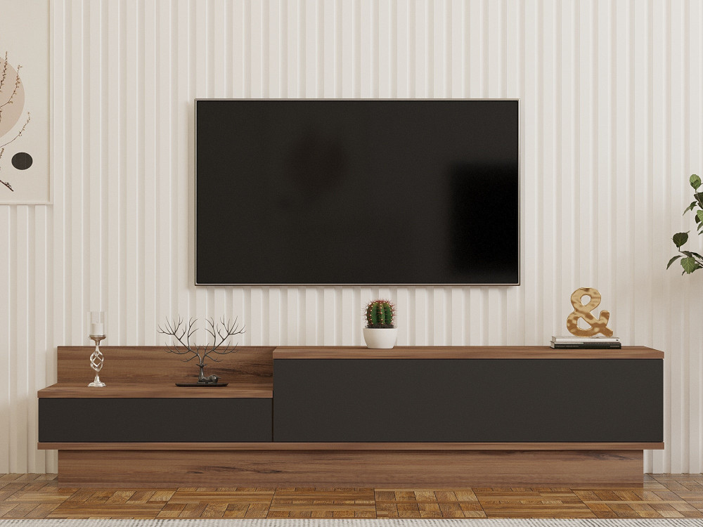 Meuble TV en bois "Asir" - 160 x 35 x 35 cm - Marron