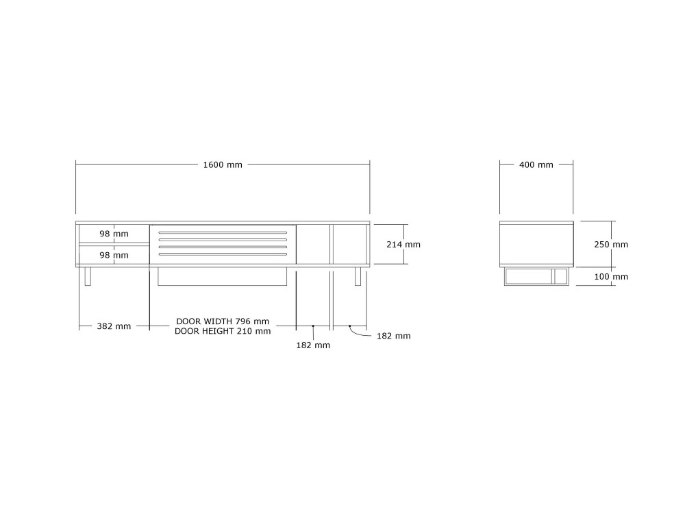 Meuble TV en bois "Safir" 160 x 40 x 35 cm - Saphir