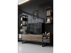 Meuble TV en bois "Chrome Line" - 180 x 30 x 48 cm - NoyerNoir 2