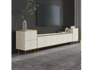 Meuble TV en bois "Imaj" - 260 x 35 x 60 cm - TravertinOr 2