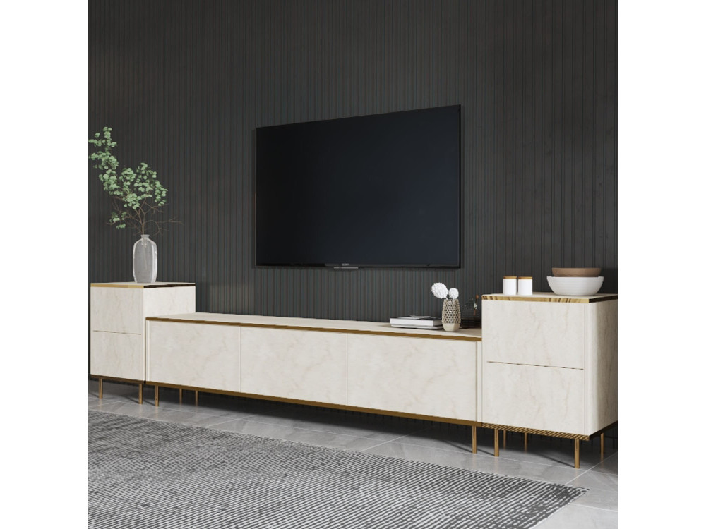 Meuble TV en bois "Imaj" - 260 x 35 x 60 cm - TravertinOr