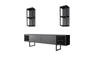 Unité TV en bois "Black Line" - 180 x 30 x 48 cm - AnthraciteNoir