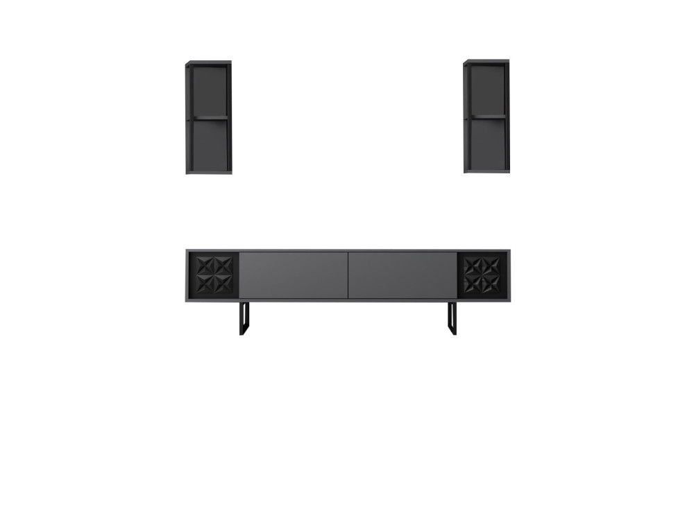 Unité TV en bois "Black Line" - 180 x 30 x 48 cm - AnthraciteNoir