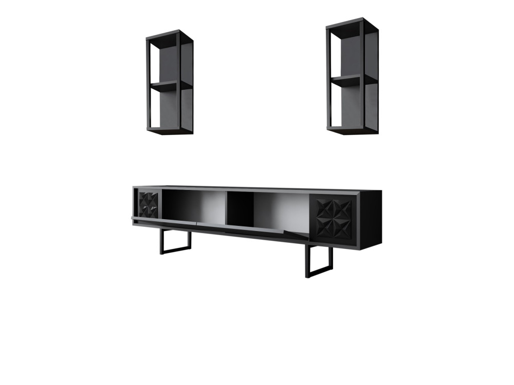 Unité TV en bois "Black Line" - 180 x 30 x 48 cm - AnthraciteNoir