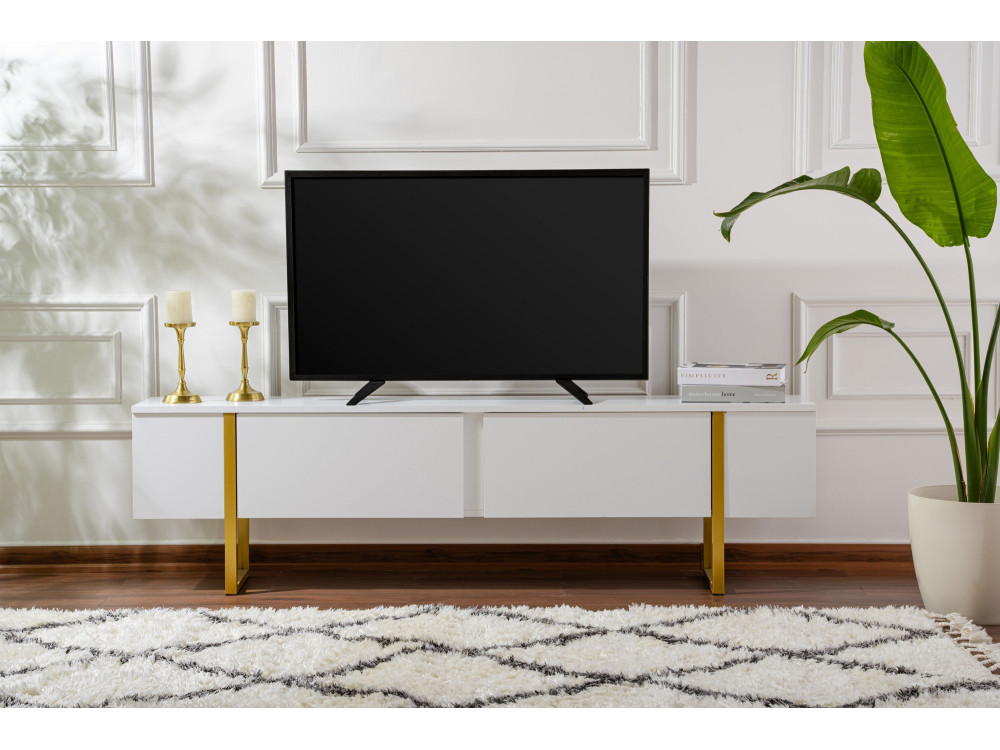Meuble TV en bois "Serenity" - 180 x 29 x 50 cm - Blanc