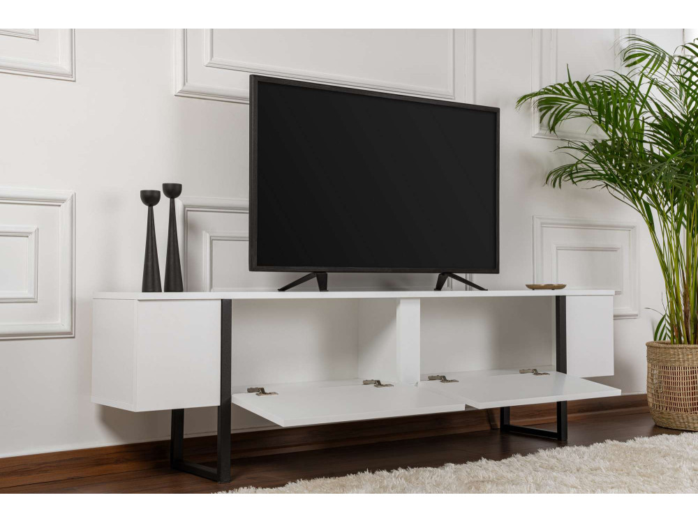 Meuble TV en bois "Serenity" 180 x 30 x 45 cm - Blanc