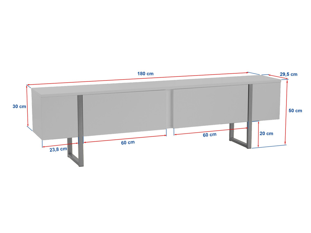 Meuble TV en bois "Serenity" 180 x 30 x 50 cm - Pin atlantique