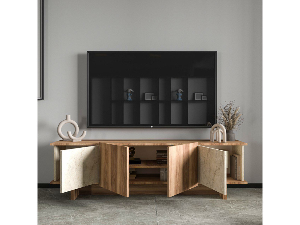 Meuble TV en bois "Diana" 180 x 33 x 50 cm - Travertin