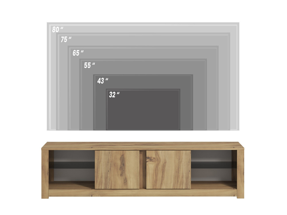 Meuble TV en bois "Aydos" 180 x 35 x 45 cm - Chêne