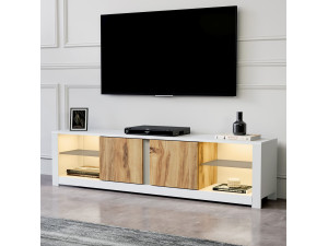 Meuble TV en bois "Aydos" 180 x 35 x 45 cm - Blanc 2