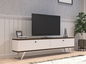 Meuble TV en bois "Parlak" - 160 x 25 x 40 cm - Blanc 2