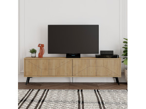 Meuble TV en bois "Dune" - 180 x 29 x 50 cm - Beige 2