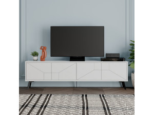 Meuble TV en bois "Dune" - 180 x 29 x 50 cm - Blanc 2