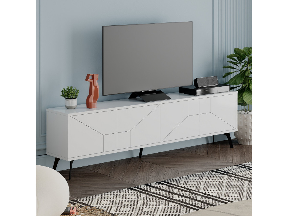 Meuble TV en bois "Dune" - 180 x 29 x 50 cm - Blanc