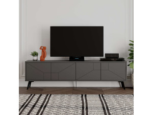 Meuble TV en bois "Dune" - 180 x 29 x 50 cm - Gris anthracite 2