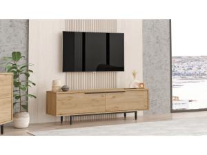 Meuble TV en bois "Calvin" - 160 x 35 x 45 cm - Marron 2