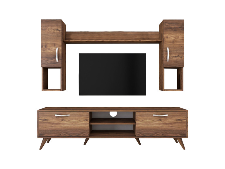 Ensemble meuble TV en bois "Mezalun" - 180 x 35 x 48 cm - Marron