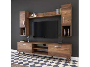 Ensemble meuble TV en bois "Mezalun" - 180 x 35 x 48 cm - Marron 2