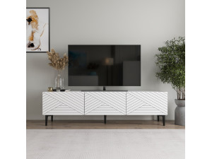 Meuble TV en bois "Felix" - 160 x 31 x 44 cm - Blanc 2