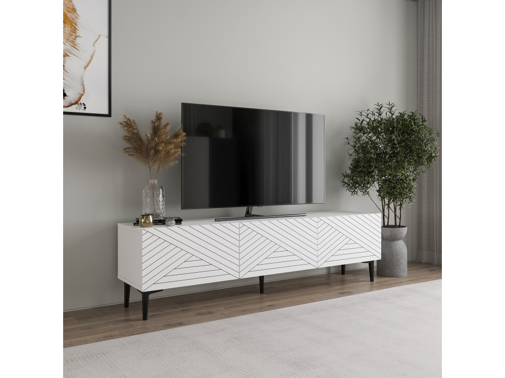 Meuble TV en bois "Felix" - 160 x 31 x 44 cm - Blanc