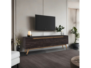 Meuble TV en bois "Digi" - 180 x 35 x 48 cm - Noir 2