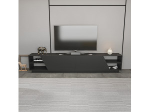 Meuble TV en bois "Rhodes" - 240 x 37 x 47 cm - Gris anthracite 2