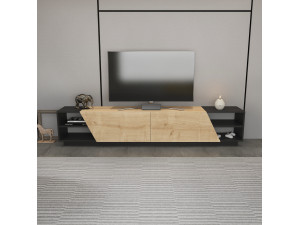 Meuble TV en bois "Rhodes" - 240 x 37 x 47 cm - Beige 2