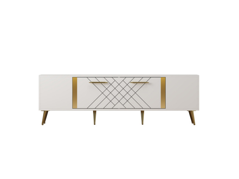 Meuble TV en bois "Detas" - 150 x 35 x 48 cm - Or