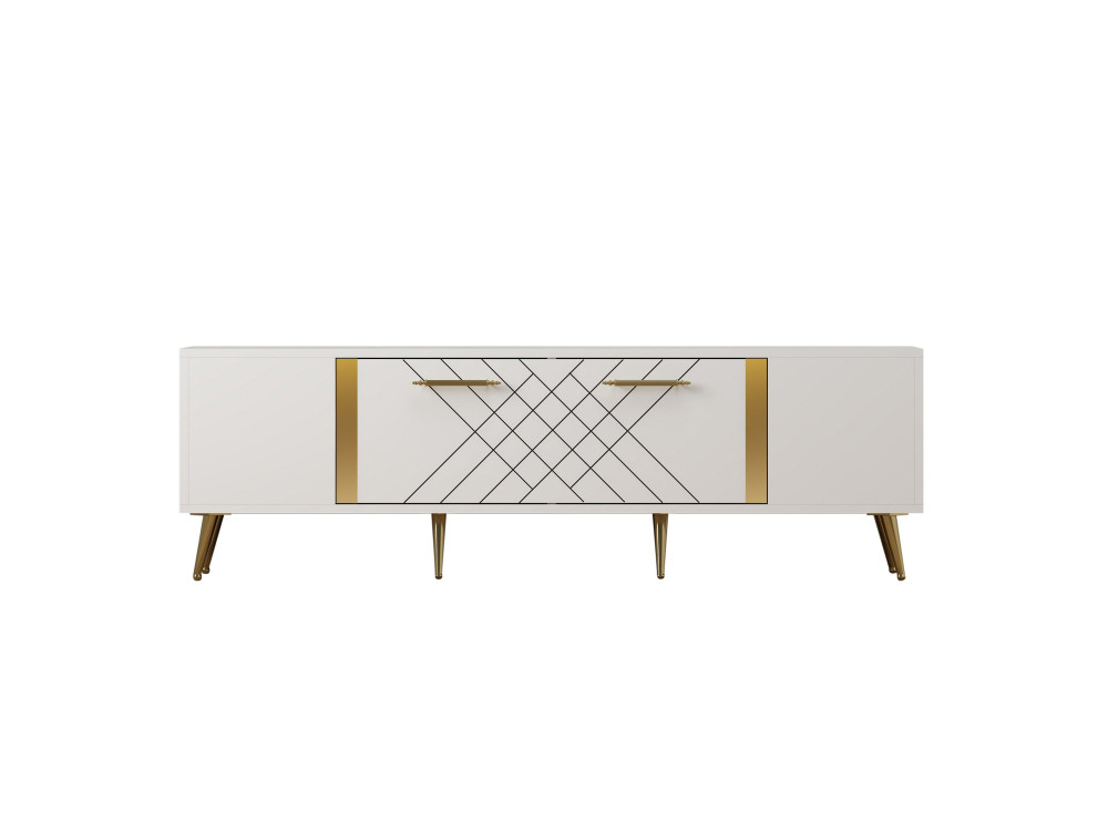 Meuble TV en bois "Detas" - 150 x 35 x 48 cm - Or